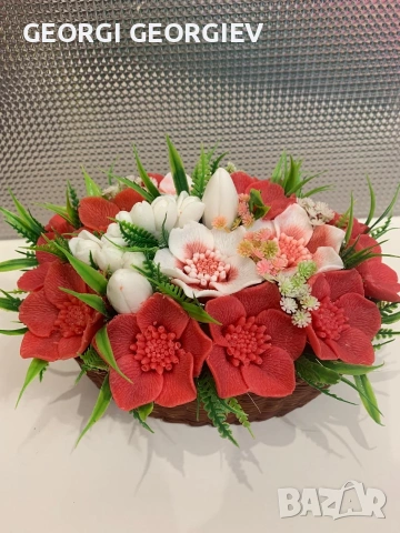 цветя изработени с глицеринов ароматен сапун и Българска роза 🌹 Стара Загора Център бивше кино , снимка 4 - Декорация за дома - 53076051