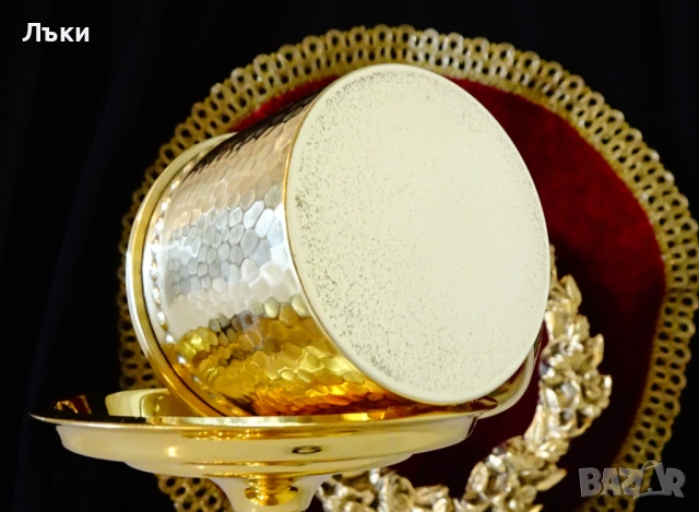 Позлатена чаша от месинг 160 мл.,стил Луи XVI , снимка 5 - Антикварни и старинни предмети - 53010535