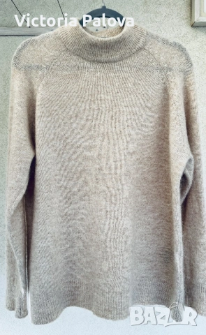 SELECTED FEMME премиум пуловер от вълна и алпака , луксозен бежов нюанс, снимка 2 - Блузи с дълъг ръкав и пуловери - 53559227