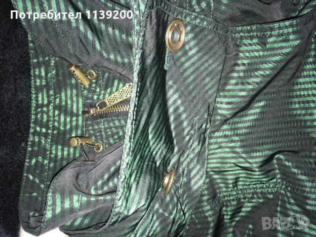 Френски нов бутиков шлифер тренч L Clara Couture зелен черно райе, снимка 16 - Шлифери - 27283202