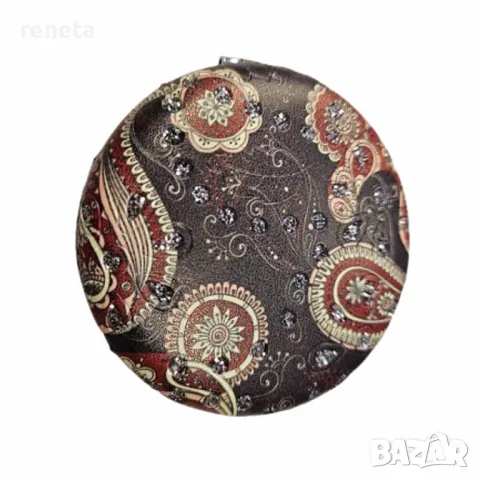 Джобно огледало, Еко кожа, Кръгло, Многоцветно, снимка 1