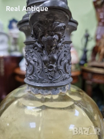 Стара рядка антикварна османска гарафа декандер метал стъкло , снимка 9 - Други ценни предмети - 51029298