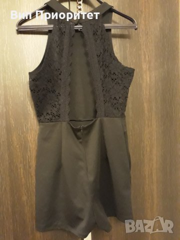 Къс панталон с горна част с гол гръб- официално елегантен сексапилен черно трико с дантелен елемент, снимка 11 - Къси панталони и бермуди - 37247152