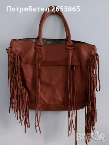 Дамска голяма кожена чанта, снимка 4 - Чанти - 49337349
