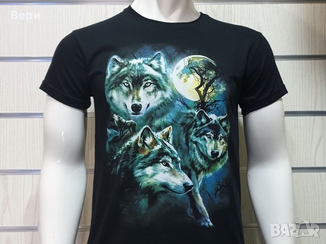 Нова мъжка тениска с дигитален печат Вълци, пълнолуние, Серия вълци, снимка 9 - Тениски - 29040473