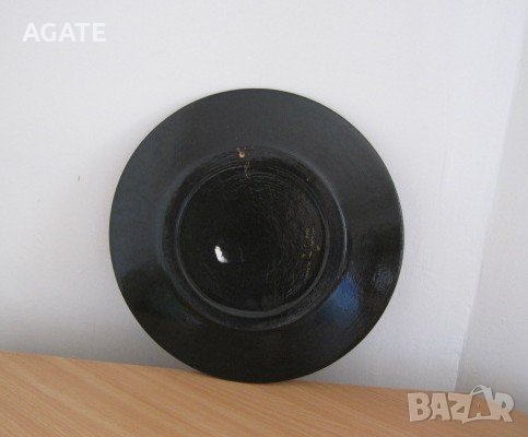 Декоративна дървена чиния, цветен мотив на черен фон, снимка 4 - Пана - 27402409