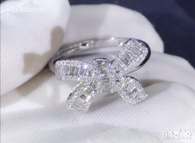 Луксозен пръстен "Панделка" сапфири и диаманти 💥, снимка 2 - Пръстени - 32863173