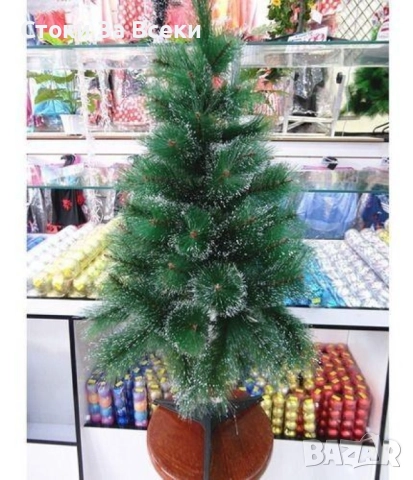 Заснежена коледна елха с бели връхчета и здрава стойка, снимка 3 - Декорация за дома - 52262327