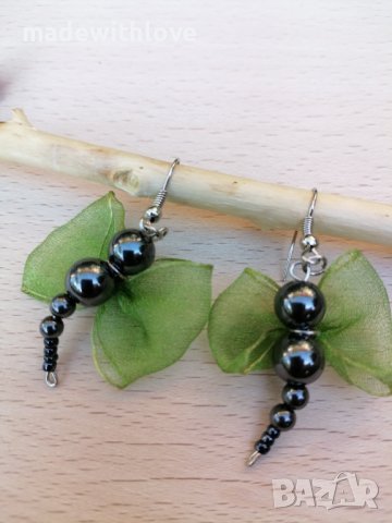 Ръчно изработени обеци "Водно конче", снимка 3 - Обеци - 43242603