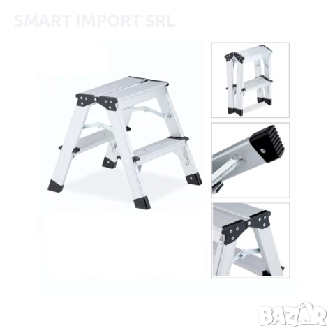 Алуминиева сгъваема стълба KMH1202, 2 стъпала, снимка 3 - Железария - 52006108