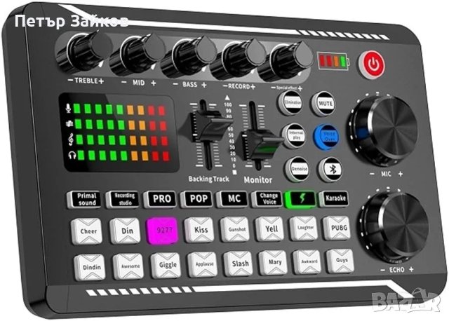 dj миксер F998 Звукова карта Микрофон Звуков миксер, снимка 2 - Микрофони - 43171308
