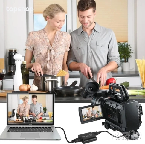 НОВА аудио видео карта за заснемане с микрофон и HDMI изход, 1080p 60fps 4K HDMI, за игри, стрийминг, снимка 4 - Кабели и адаптери - 51572601