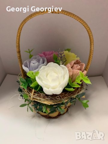 цветя от ароматен глицеринов сапун и Българска роза , снимка 5 - Изкуствени цветя - 43389701