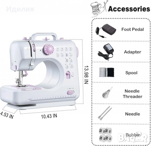 Мини шевна машина с 12 различни вида шевове SM-505A, снимка 7 - Шевни машини - 51696833