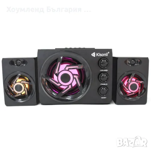 Светеща озвучителна система Kisonli 2+1 с мощен буфер, снимка 2 - Аудиосистеми - 48251774