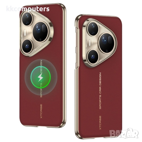 Magnetic Case за Huawei Pura 80 Ultra | MagSafe Кожен Калъф| Удароустойчив| Включен протектор|Цвят: , снимка 3 - Калъфи, кейсове - 51961259