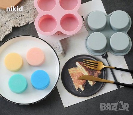 4 бр цилиндър цилиндри дълбоки форми силиконов молд форма калъп за фондан мъфини кексчета гипс свещ