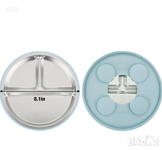 Неплъзгащ се комплект от 3 бр за нене на малки деца, подходящ за съдомиялна машина (син/зелен/кафяв), снимка 4 - Други стоки за дома - 53597389