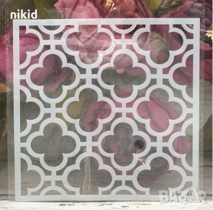 Квадратна мрежа на Детелини стенсил шаблон спрей за торта украса кекс декорация с пудра захар и боя