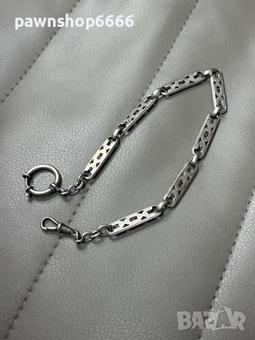 Сребърна верижка за джобен часовник, снимка 4 - Антикварни и старинни предмети - 51454898