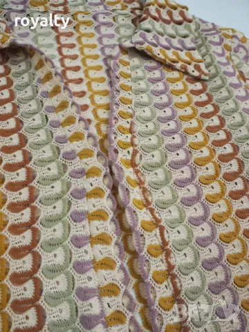 Ръчно изработена, плетена на една кука рокля, с дълбоко деколте, от плетен тъкан плат 🍇🍋, снимка 5 - Рокли - 49207267