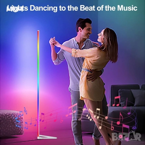 Две LED ъглови лампи с приложение и дистанционно, синхрон с музика, снимка 4 - Лед осветление - 52449292
