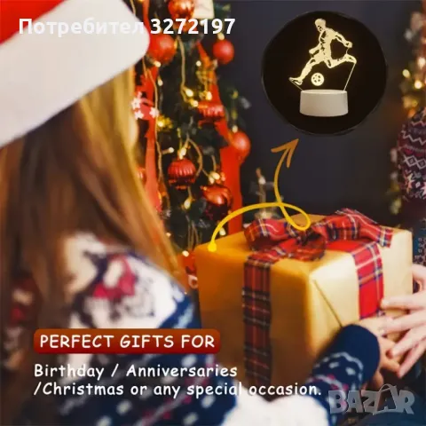 Холограмна 3D LED лампа-Футболист, снимка 9 - Настолни лампи - 49574131