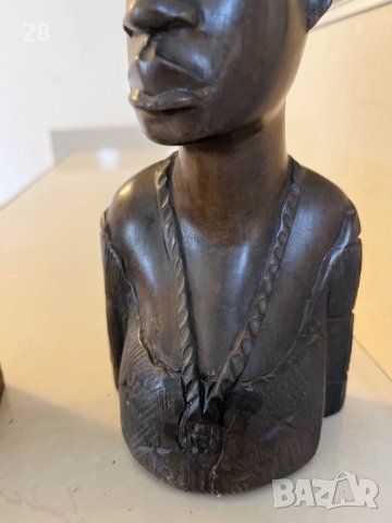 Абаносови глави комплект Африкански стари, снимка 5 - Статуетки - 43239357