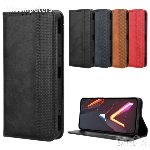 Кожен калъф с портфейл за ZTE nubia Neo 3 GT 5G | Ретро дизайн с магнит | Вкл. Протектор | Цвят: Чер, снимка 12 - Калъфи, кейсове - 52246688