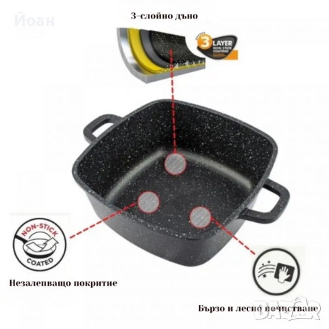 Комплект тенджери – Cheffinger от 3 части с мраморно покритие и капаци + подарък 2 ръкавици, снимка 4 - Съдове за готвене - 53123060