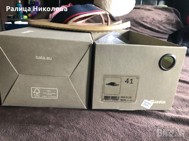 Мъжки кожени чехли Bata 40 номер, снимка 4 - Мъжки чехли - 40009411