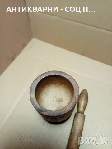 Соц Старо Дървено Хаванче Хаван Чукало За Подправки., снимка 4 - Антикварни и старинни предмети - 49874743