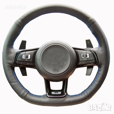 Кожен калъф за волан шиещ, VW Polo, Golf R, Golf 7 GTI, Scirocco 