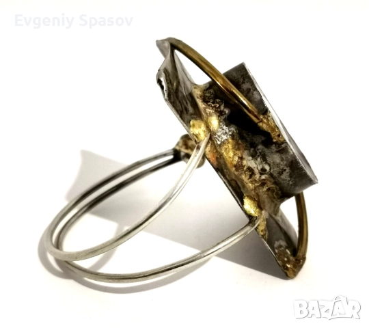 Винтидж Ръчно изработена Гривна La Tappy, Френски Бруталист Модернист от 1970-те, снимка 5 - Гривни - 51591276