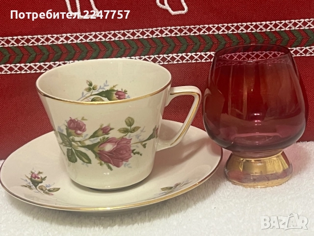 Двоен сет порцелан Poland с кристална чаша