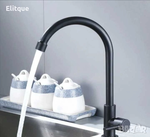 Кухненски въртящ се черен смесител, снимка 6 - Други стоки за дома - 52854062