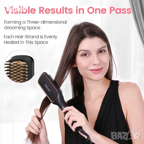 Четка за изправяне на коса, 42 мм, 10 милиона отрицателни йона, 6 температурни настройки, 130°C-230°, снимка 2 - Маши за коса - 50321608