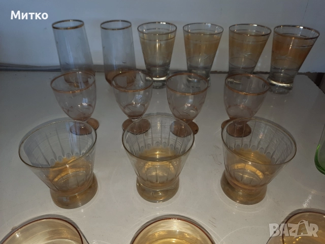 Ретро тънкостенни стъклени чаши за вода и алкохол, снимка 6 - Колекции - 52857126