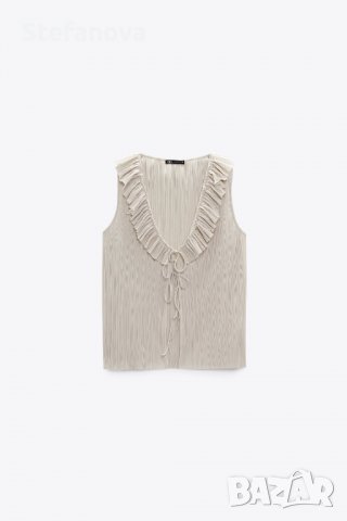 Zara-Нова плисирана блуза с волани, снимка 6 - Тениски - 37979468