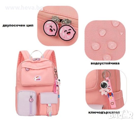 Детска раница с подарък ключодържател 30х15х43см., снимка 3 - Раници - 43401933