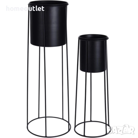 ПРОМОЦИЯ Метални поставки за саксии в черно, к-кт от 2 бр - WOHAGA C4700025, снимка 2 - Стайни растения - 52824595