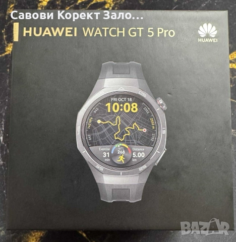 Продаваме смарт часовник "HUAWEI WATCH GT 5 Pro", BLACK, Black Fluoroelastomer Strap 46 MM, GPS