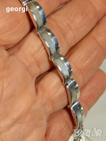 сребърна гривна със седеф , снимка 7 - Гривни - 44016120