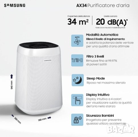 Въздухопречиствател SAMSUNG АХ3300 - Нов, снимка 10 - Овлажнители и пречистватели за въздух - 43683349