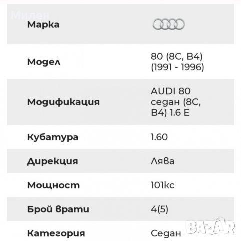 Странично Стъкло На Предна Лява Врата Audi 80 B4 Sedan 1991-1996 Година Ауди Б4, снимка 2 - Части - 38346130