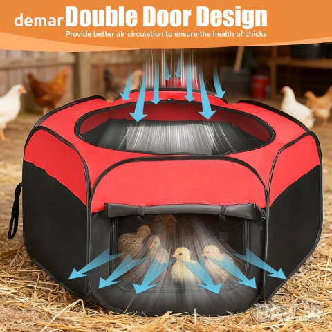 Кошара за пилета, начален комплект с две врати, до 15 пилета, снимка 3 - За птици - 53401372