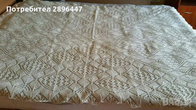 Ръчно плетиво-100% памук 200/160-за диван, спалня, маса Много красива! , снимка 5 - Покривки за легло - 33315508