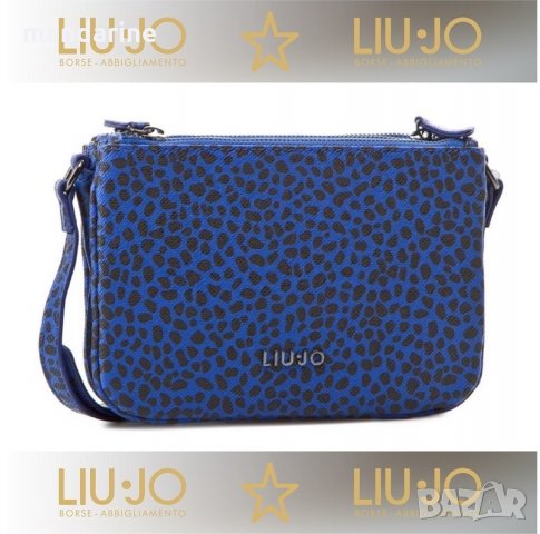 LIU JO 🍊 Дамска чанта с животински мотиви в синьо 22x16x5 cм нова с етикети, снимка 5 - Чанти - 15019808