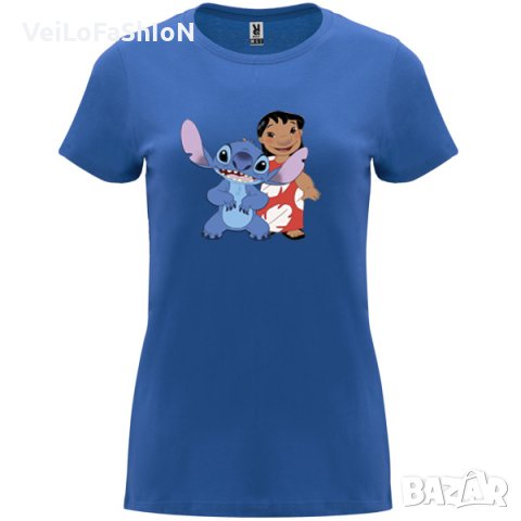 Нова дамска тениска със Стич и Лило (Stitch&Lilo) в син цвят 