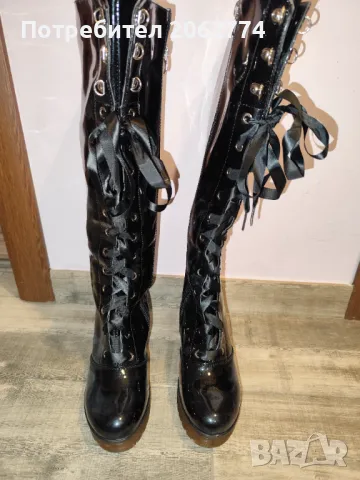 Дамски ботуши лачени, снимка 4 - Дамски ботуши - 49239353